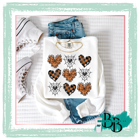 DTF-Flame hearts grid orange