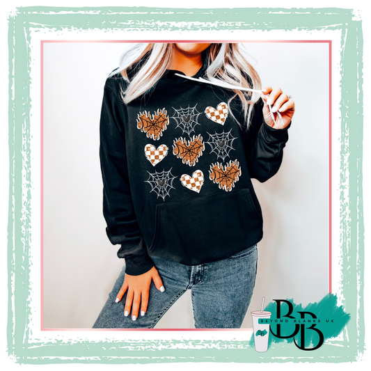 DTF-Flame hearts grid orange & white