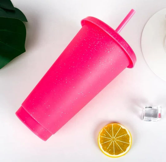 Cold cup 24oz Pink glitter