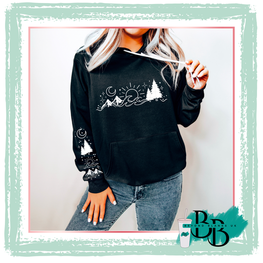 DTF Mountains and trees white - chest & sleeve