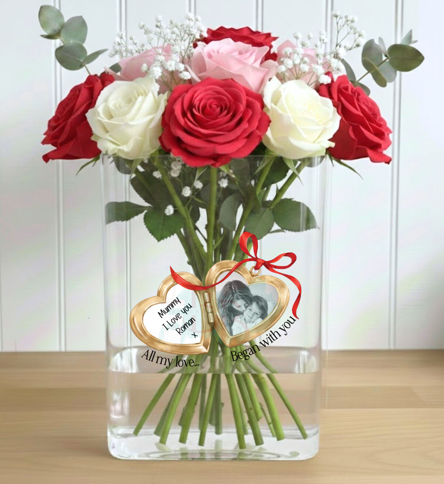 UVDTF-Mothers day locket -RED ribbon