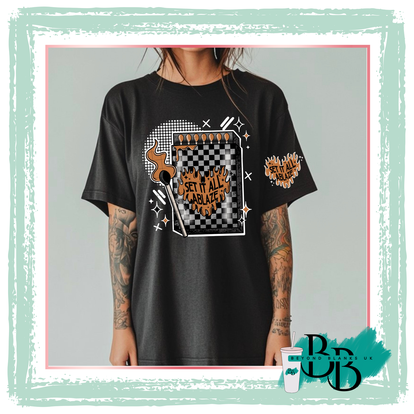 DTF-Set it all ablaze white- pocket & spine