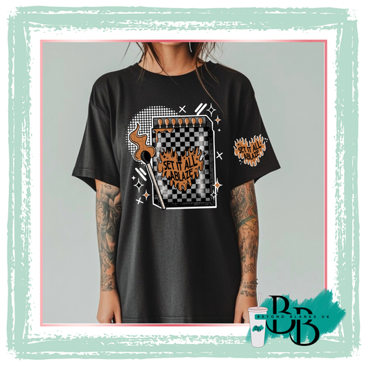 DTF-Set it all ablaze white- pocket & spine