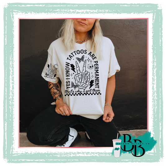 DTF - Tattoos are permanent black - chest & sleeve