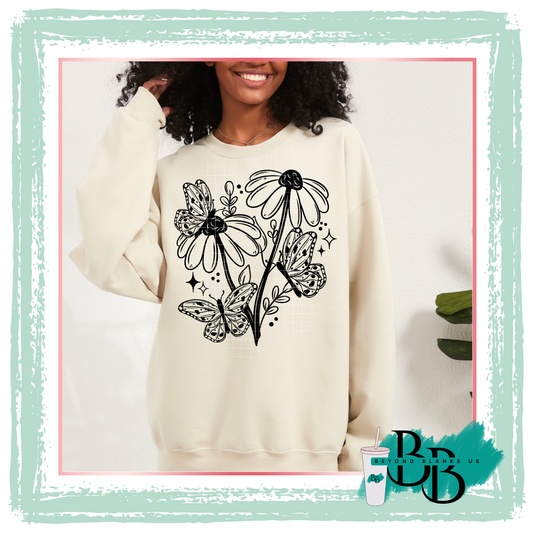 DTF-Single colour daisy butterflies