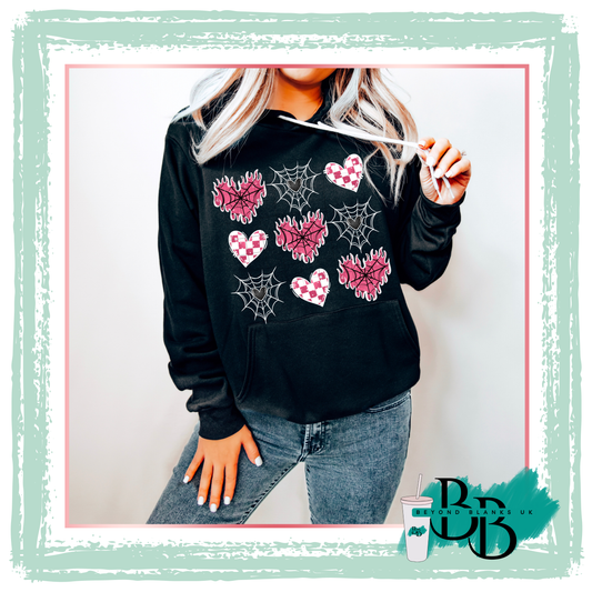 DTF Flame hearts grid pink & White