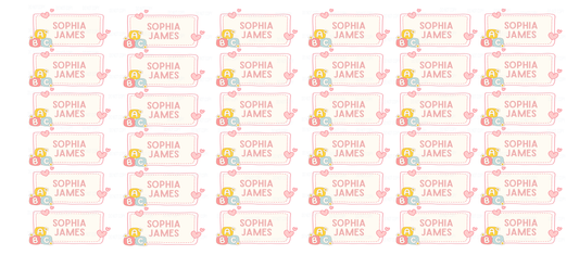 UVDTF Name tags- ABC hearts