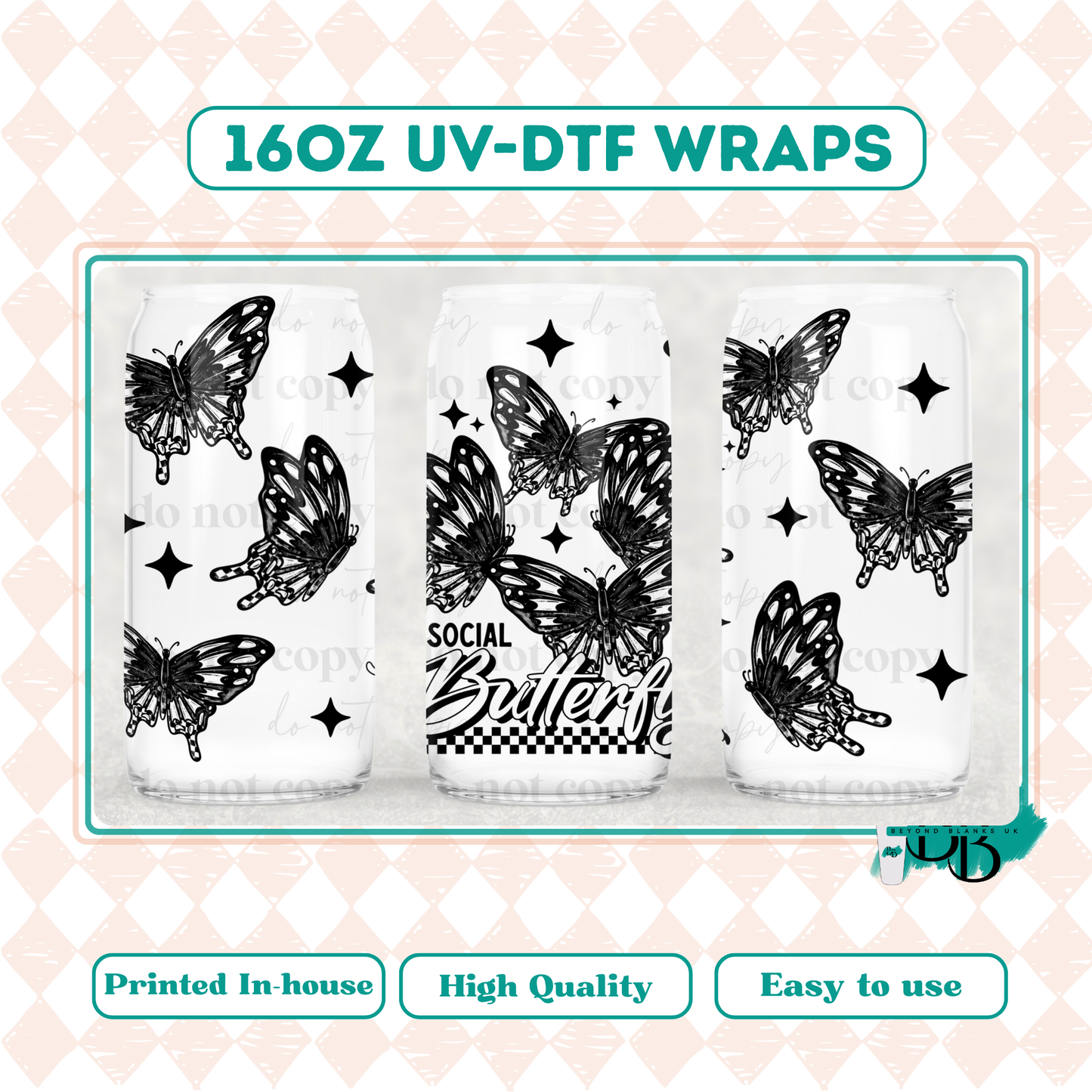 UVDTF 16oz wrap- Antisocial butterfly