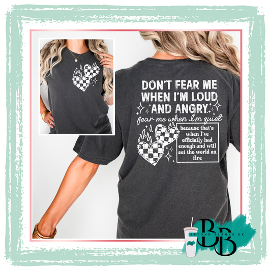 DTF-Don't fear me - white pocket & spine