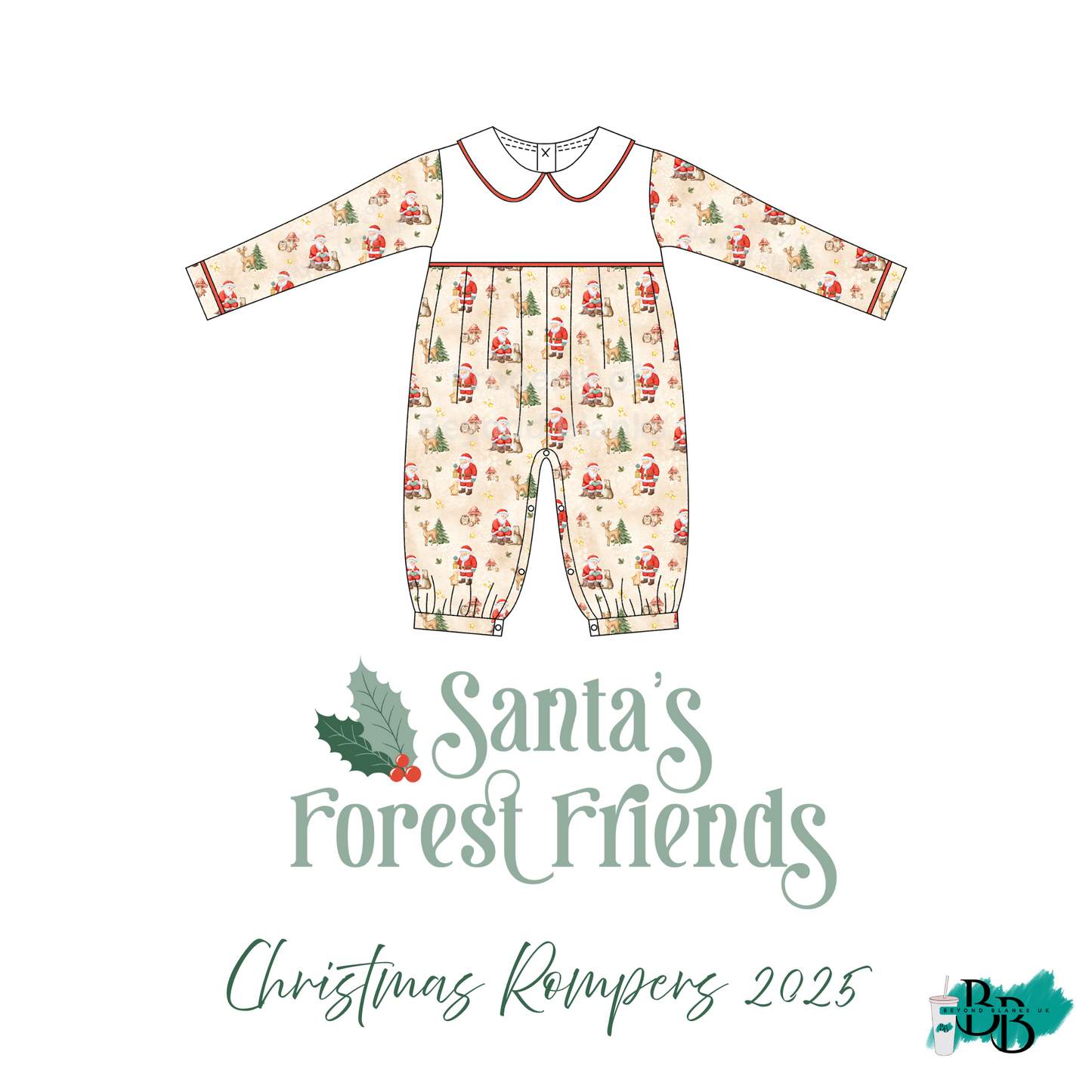 Christmas Family sublimation Rompers - Santa's Forest Friends