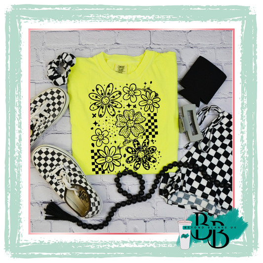 DTF- Grunge messy floral black