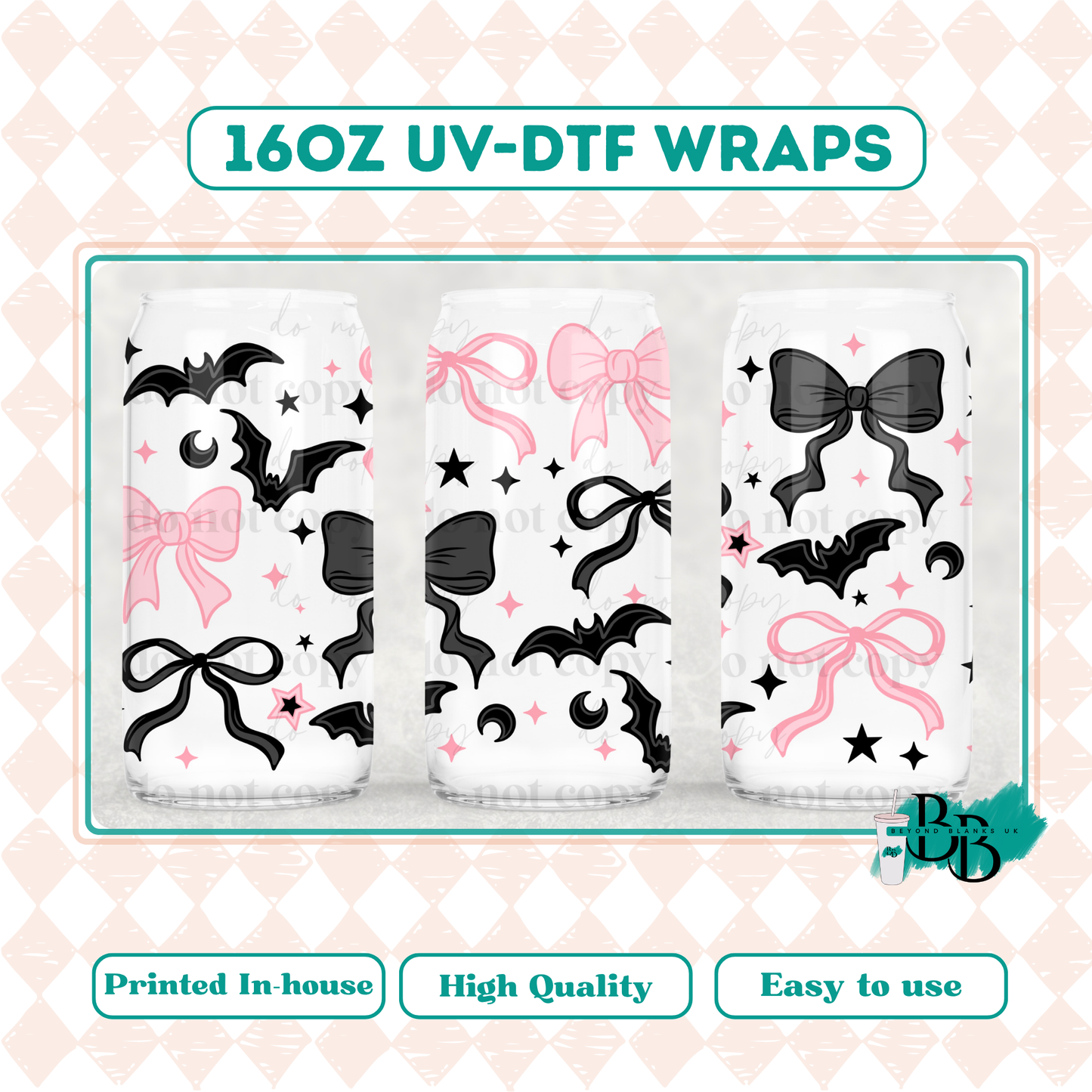 UVDTF 16oz wrap-Girly spooky bows