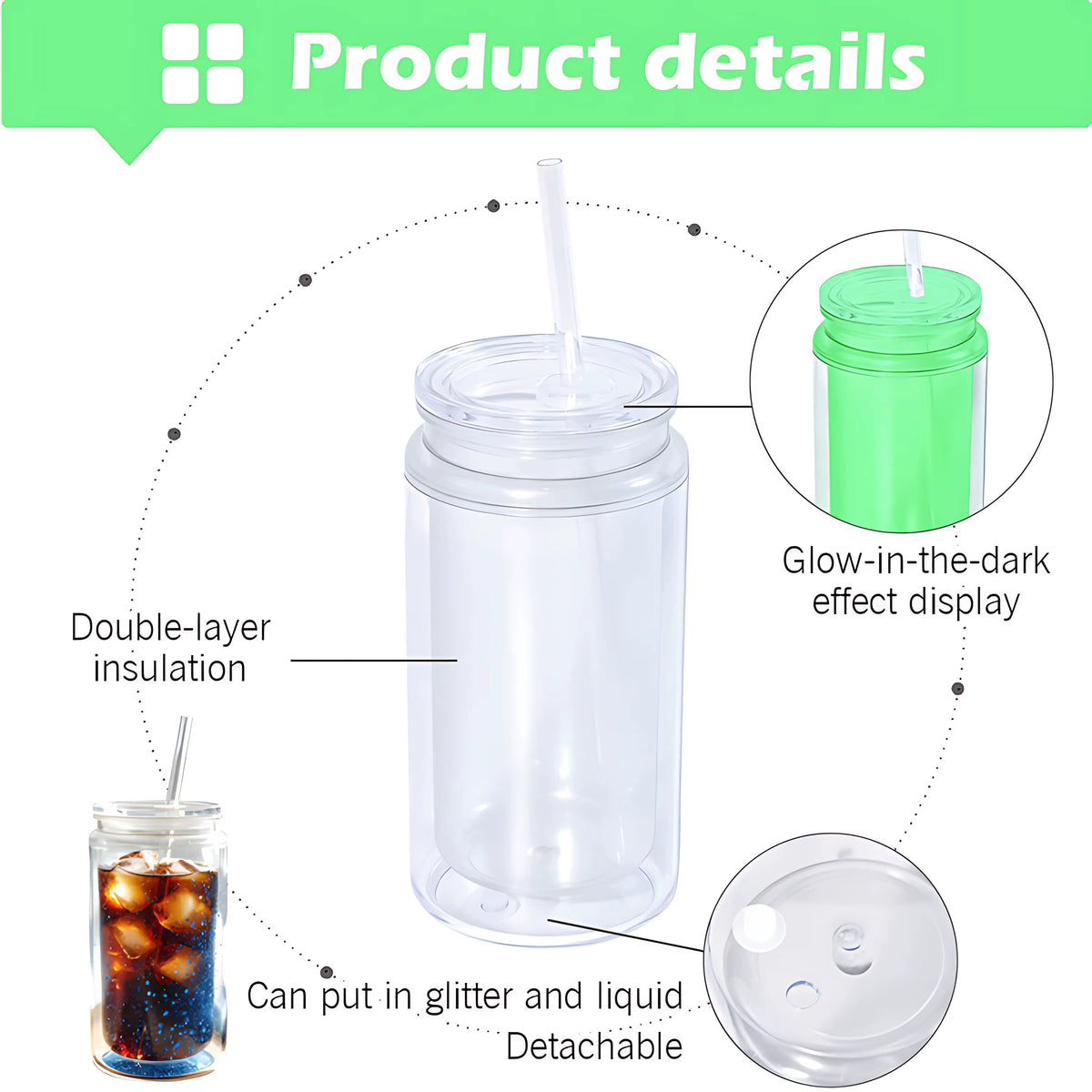 Glow Snowglobe tumbler 16oz