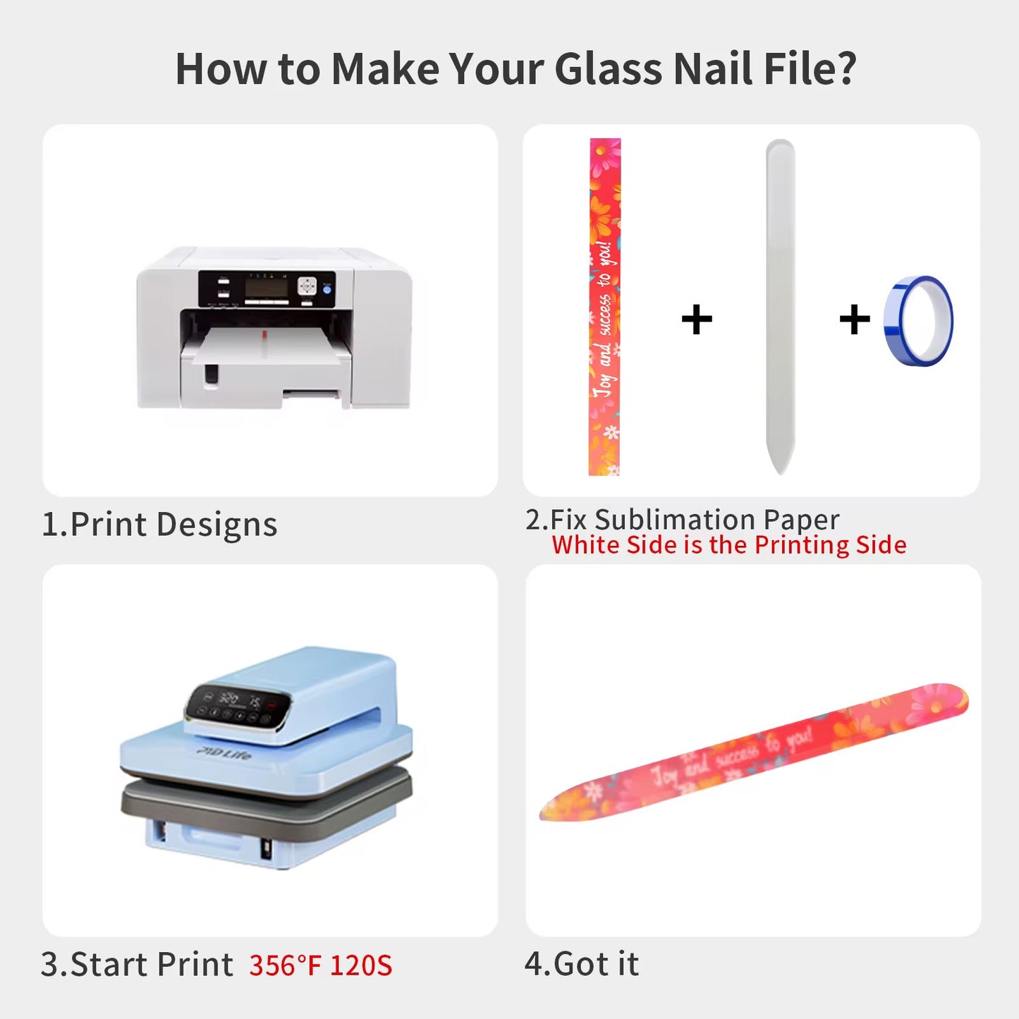 Nail file glass sublimation