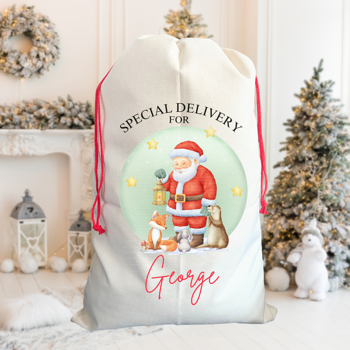 Sacks sublimation linen red cords