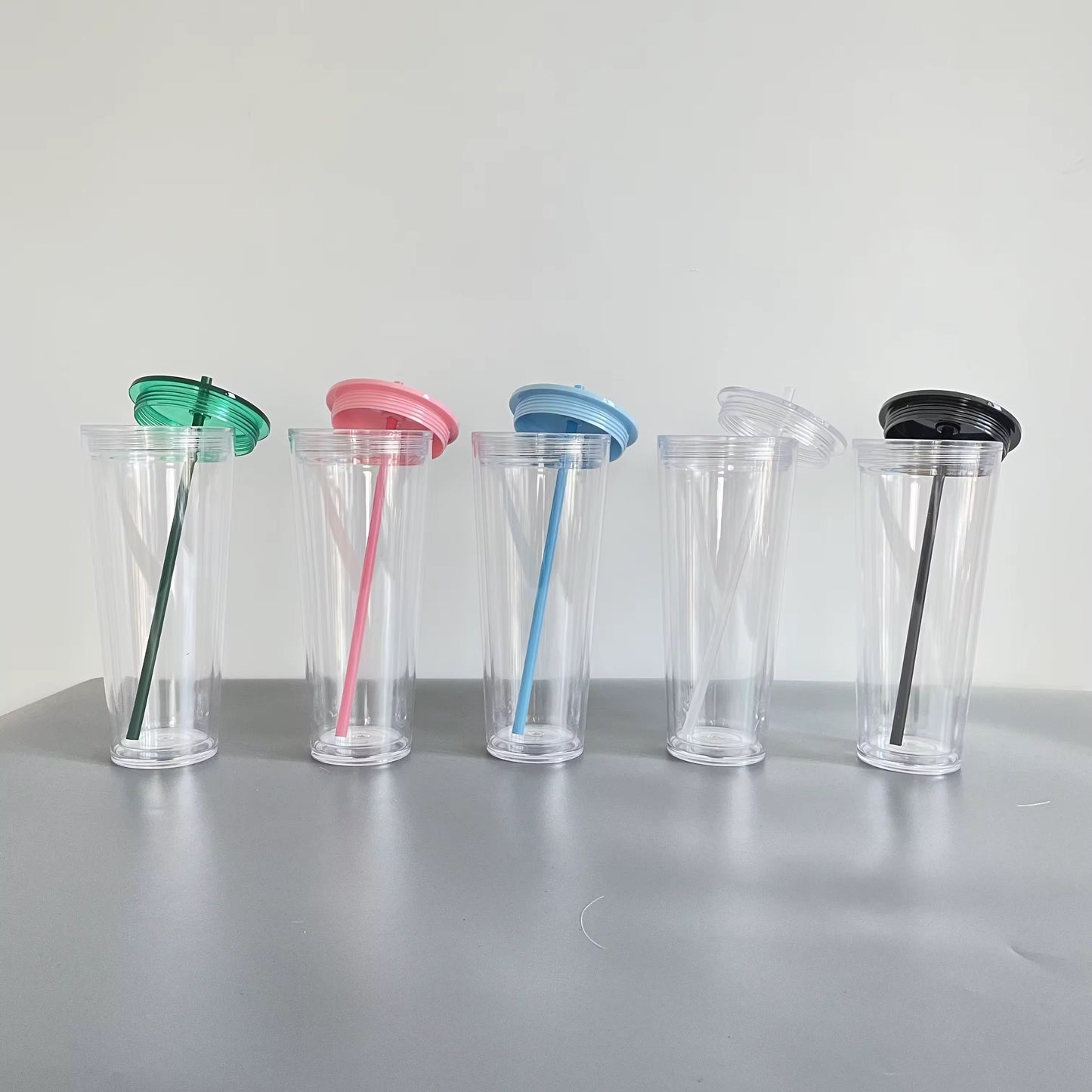 24oz Snow globe Double wall Acrylic tumblers Coloured lids
