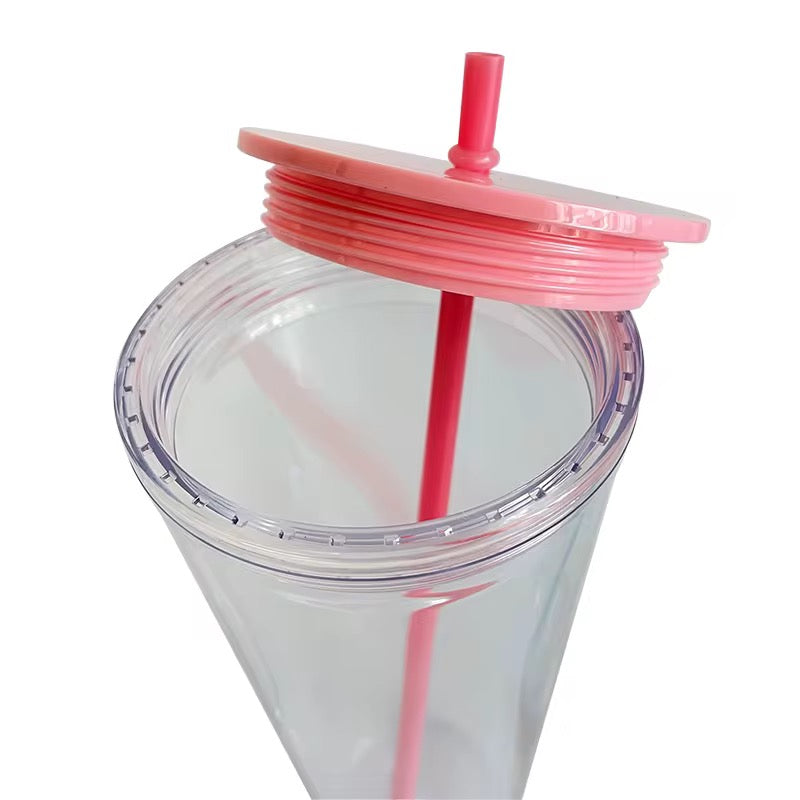 24oz Snow globe Double wall Acrylic tumblers Coloured lids