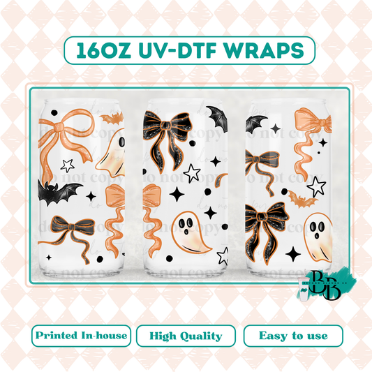 UVDTF 16oz wrap-Orange bow Ghosties