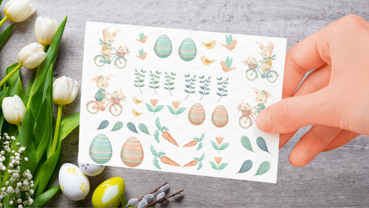 UVDTF A4 theme sheet- Bicycle bunnies