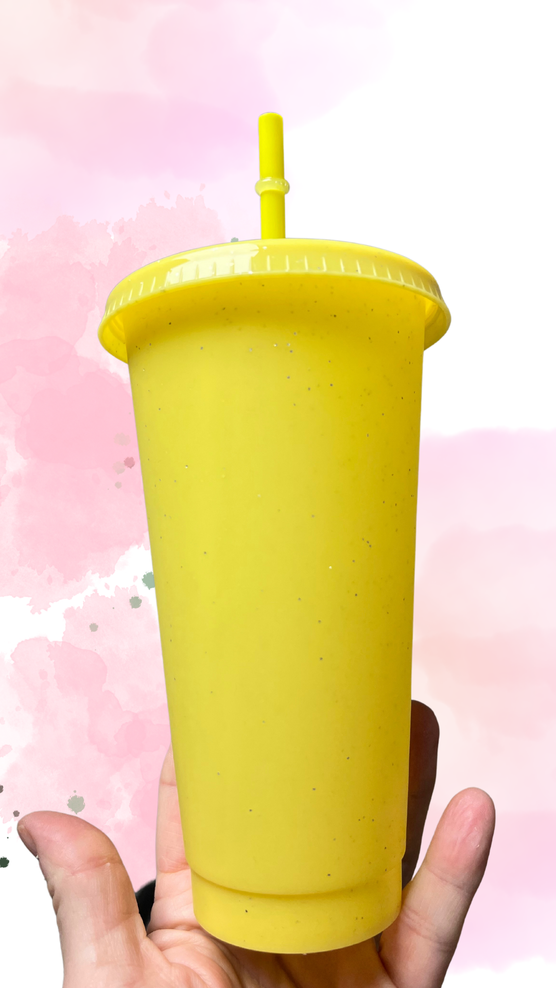 24oz yellow glitter Cold cup