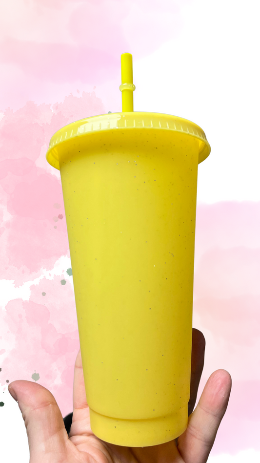 24oz yellow glitter Cold cup