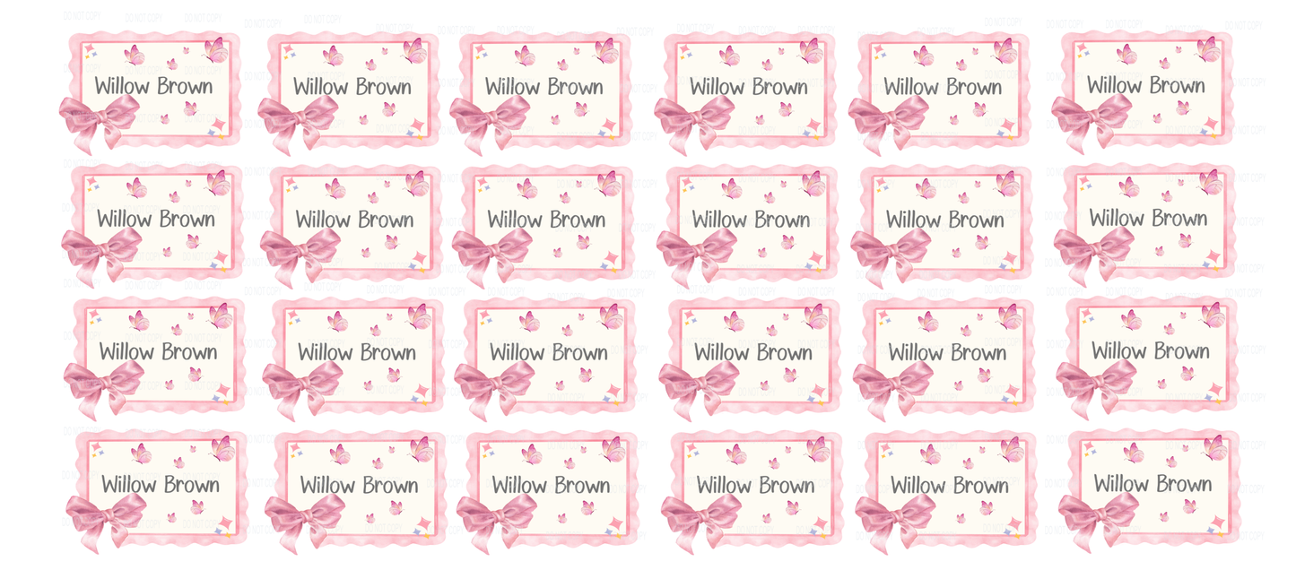 UVDTF Name tags- Bows & butterflies