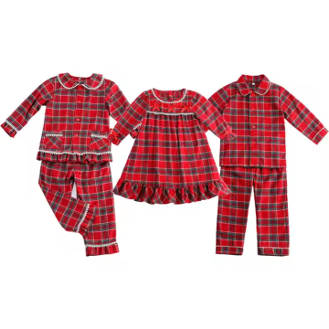 Christmas tartan family Frilly edge pyjamas R