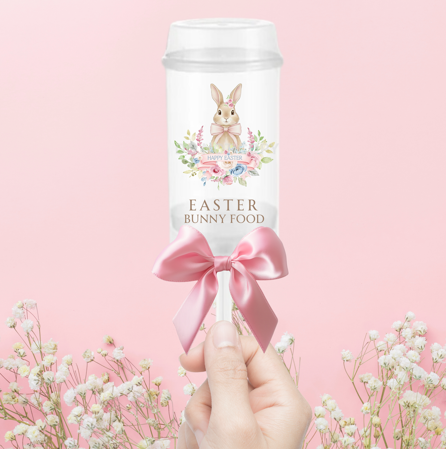 UVDTF Easter bunny food floral pink 5 pk