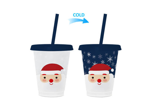 Christmas blue 16oz colour change cold cups
