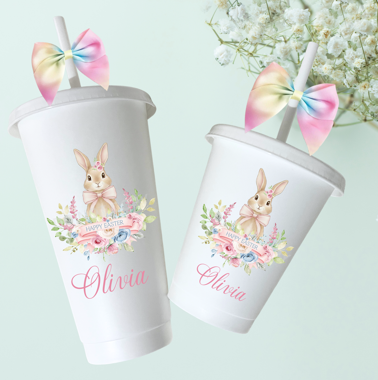 UVDTF Easter bunny floral pink