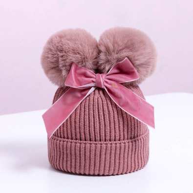 Hats double pom bow