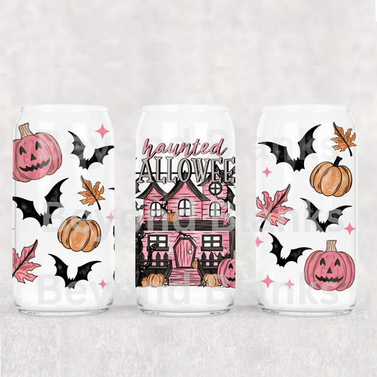 Pink haunted house 16oz wrap