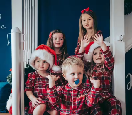 Christmas tartan family Frilly edge pyjamas