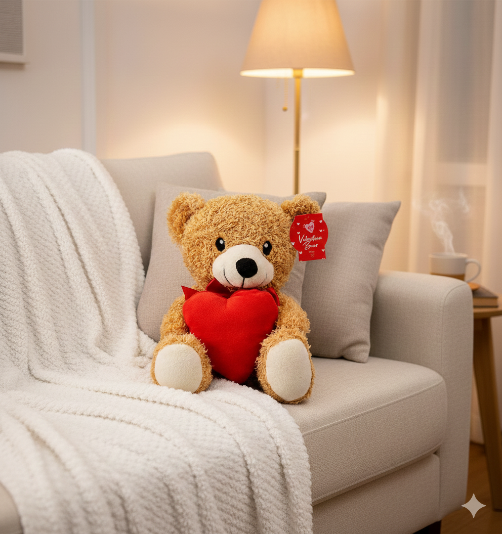 Valentines bear with heart 20cm