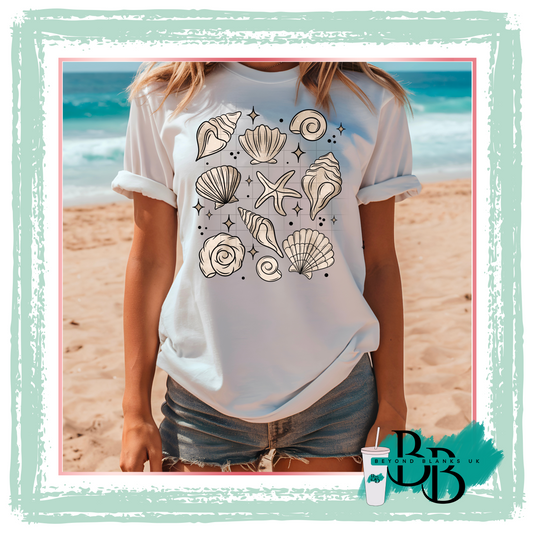 DTF- Tan seashells collage