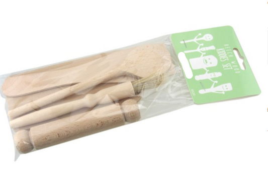 Kiddies wooden baking utensil set 6 packs