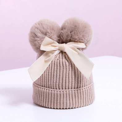 Hats double pom bow