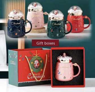 Christmas dome lid mug gift boxed