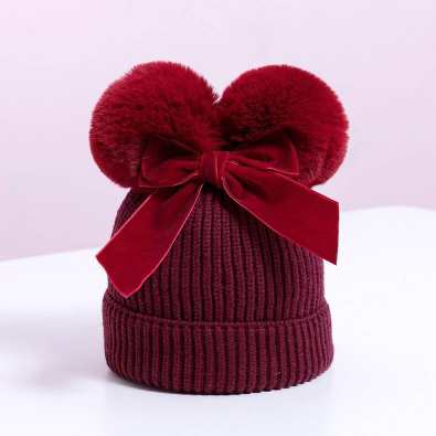 Hats double pom bow