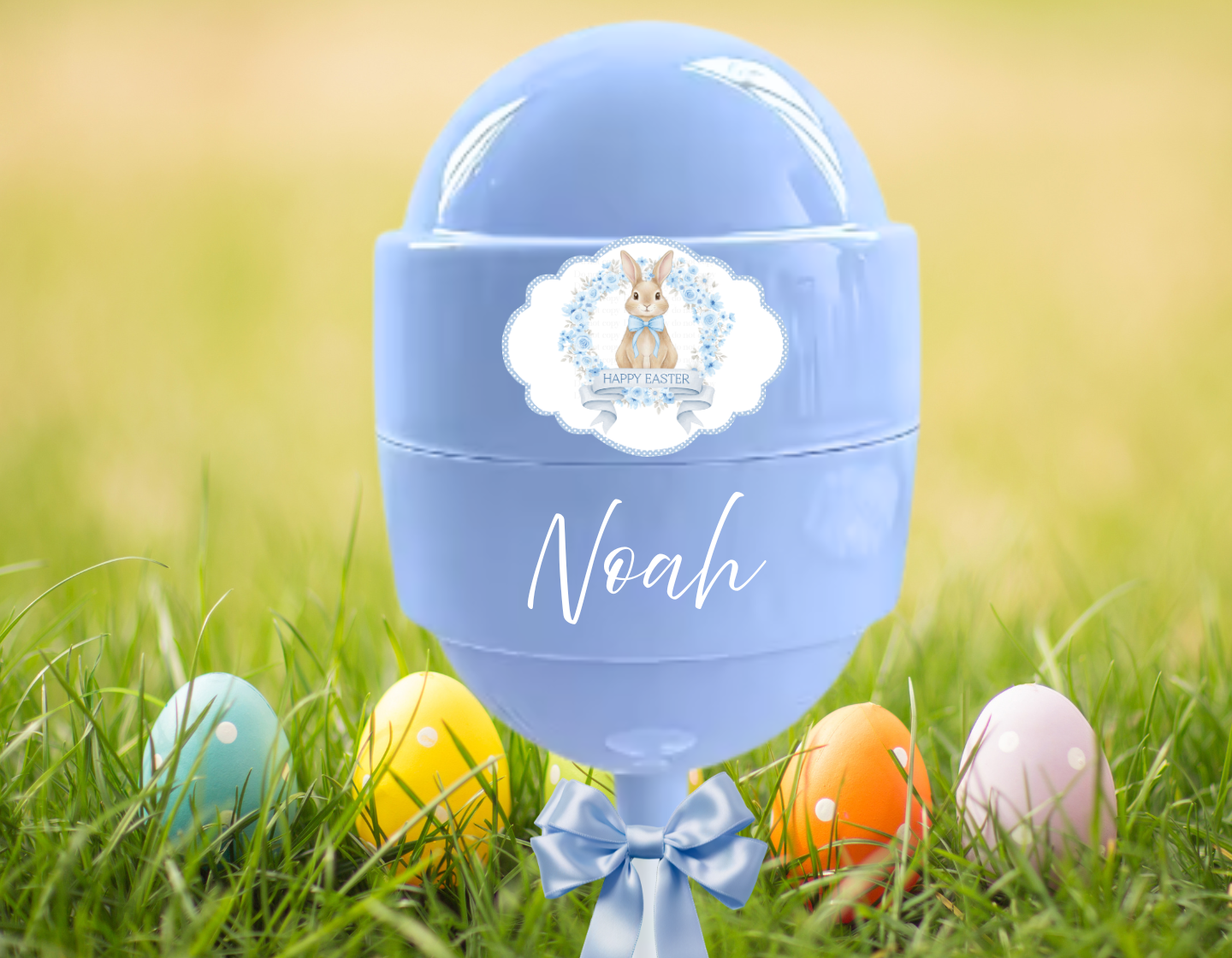 UVDTF lollipop decal-Blue wreath badge bunny