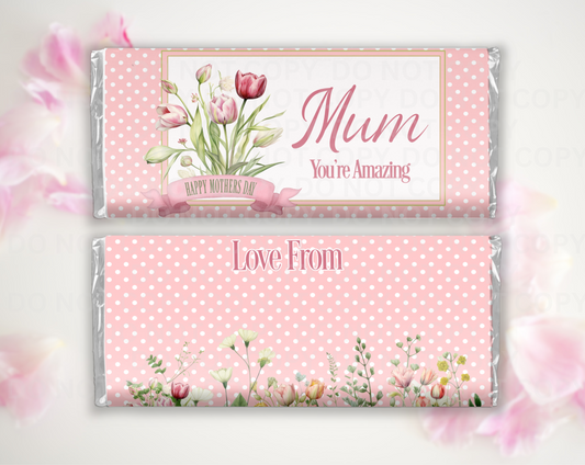 Mothers day chocolate wrapper pink spot