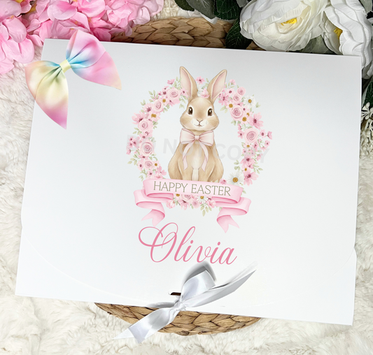 UVDTF Easter floral wreath bunny pink