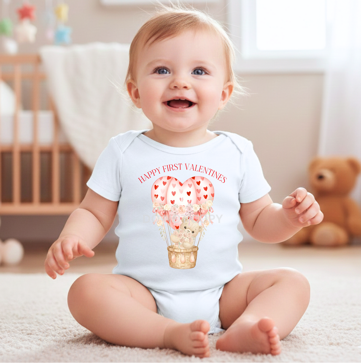 DTF Valentines balloon bear pink