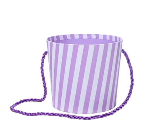 Lilac & white candy stripe pot