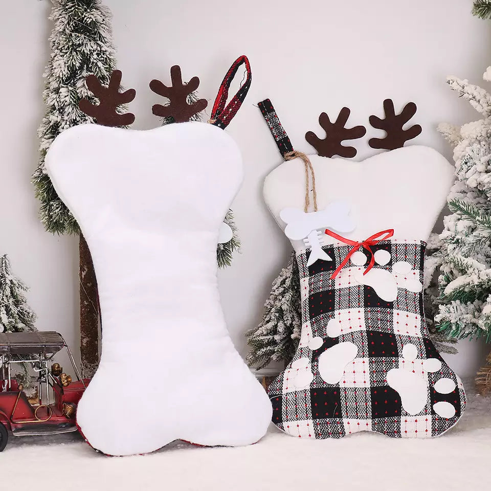 Pet Christmas stocking with antlers