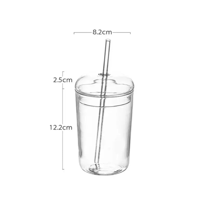 Glass dome lid tumbler with glass straw