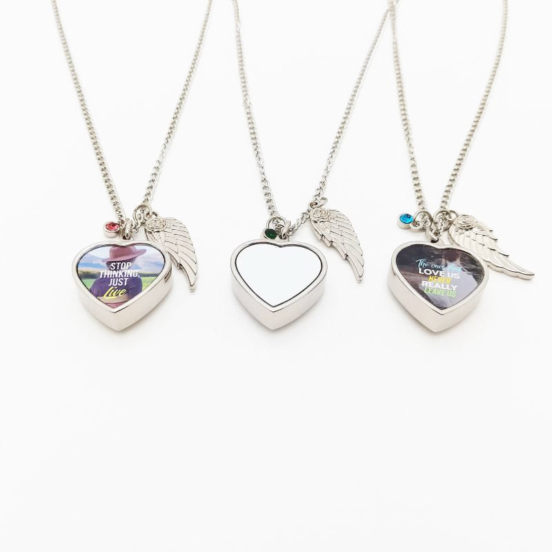 Ashes Sublimation heart necklace