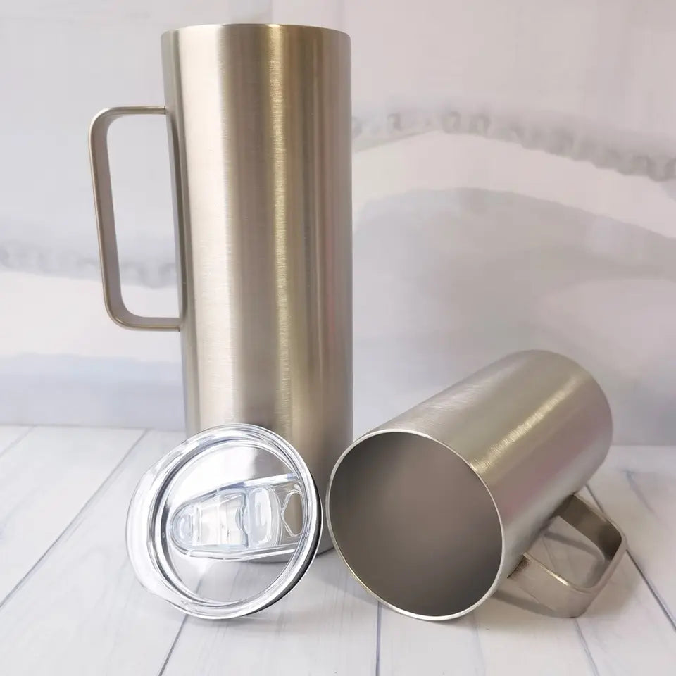 Stainless steel skinny 20oz tumbler with handle