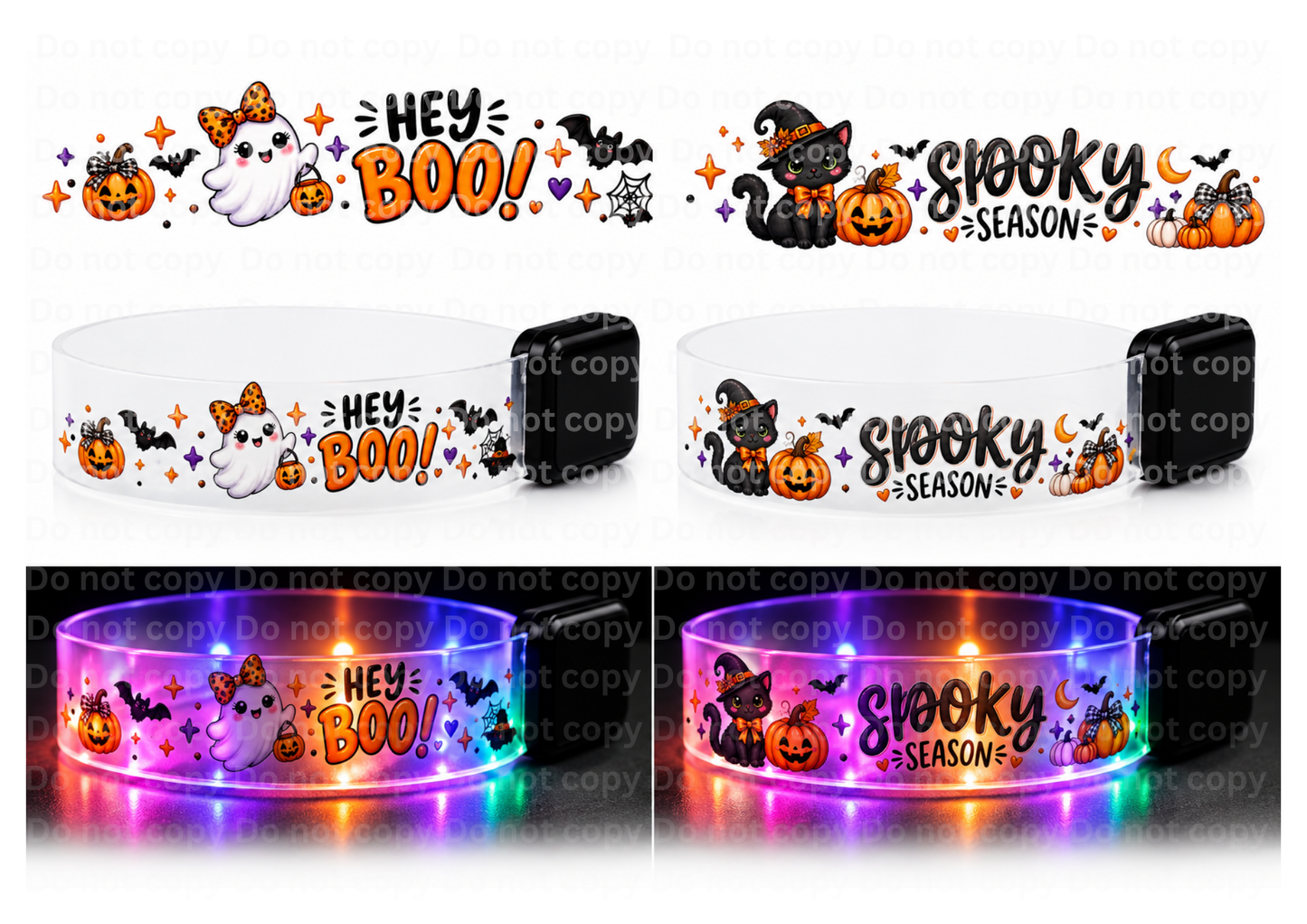 UVDTF - LED wristband -Hey boo- spooky season