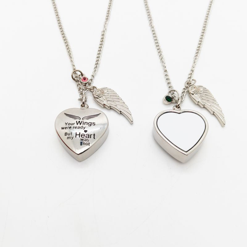 Ashes Sublimation heart necklace